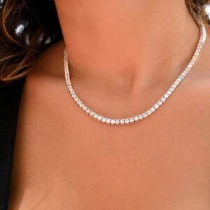 Tennis Necklace 18k White Gold Plated, NWT